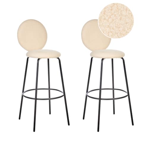 Zestaw 2 krzeseł barowych boucle jasnobeżowy EMERY