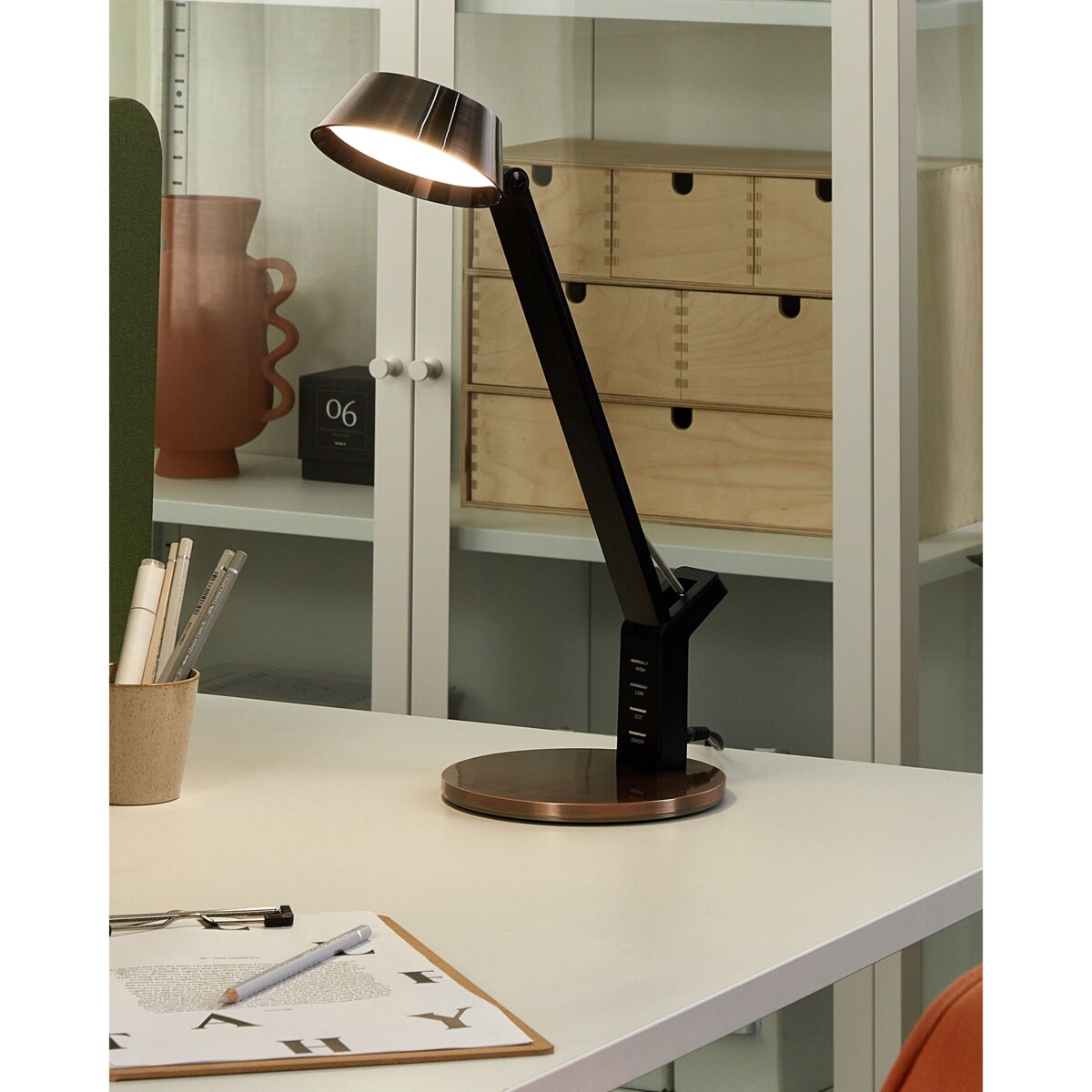 Lampa biurkowa LED CHAMAELEON Ze ściemniaczem Metal Miedziany