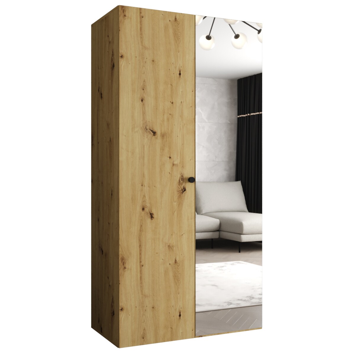 Szafa uchylna otwierana PARMA 2 100 wys. 202 cm Artisan + u. Czarny