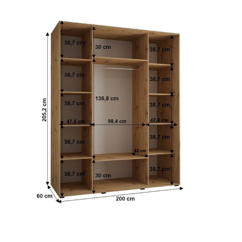 Szafa przesuwna Garderoba SAPPORO 2 200 gł. 60 biały/biały