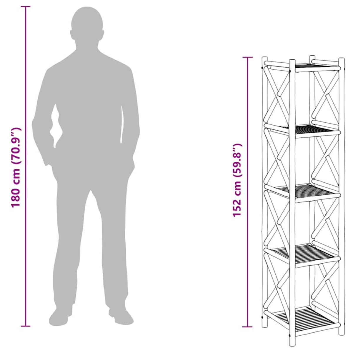 vidaXL Bambusowa półka z 5 poziomami