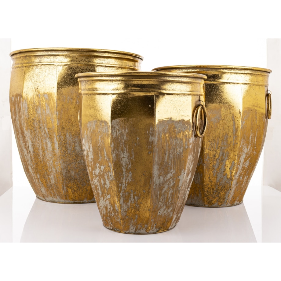 Osłonka metalowa 3 szt. 43,5x41x41 i 39x36x36 i 36x31x31 cm ANVLOP-2 złota