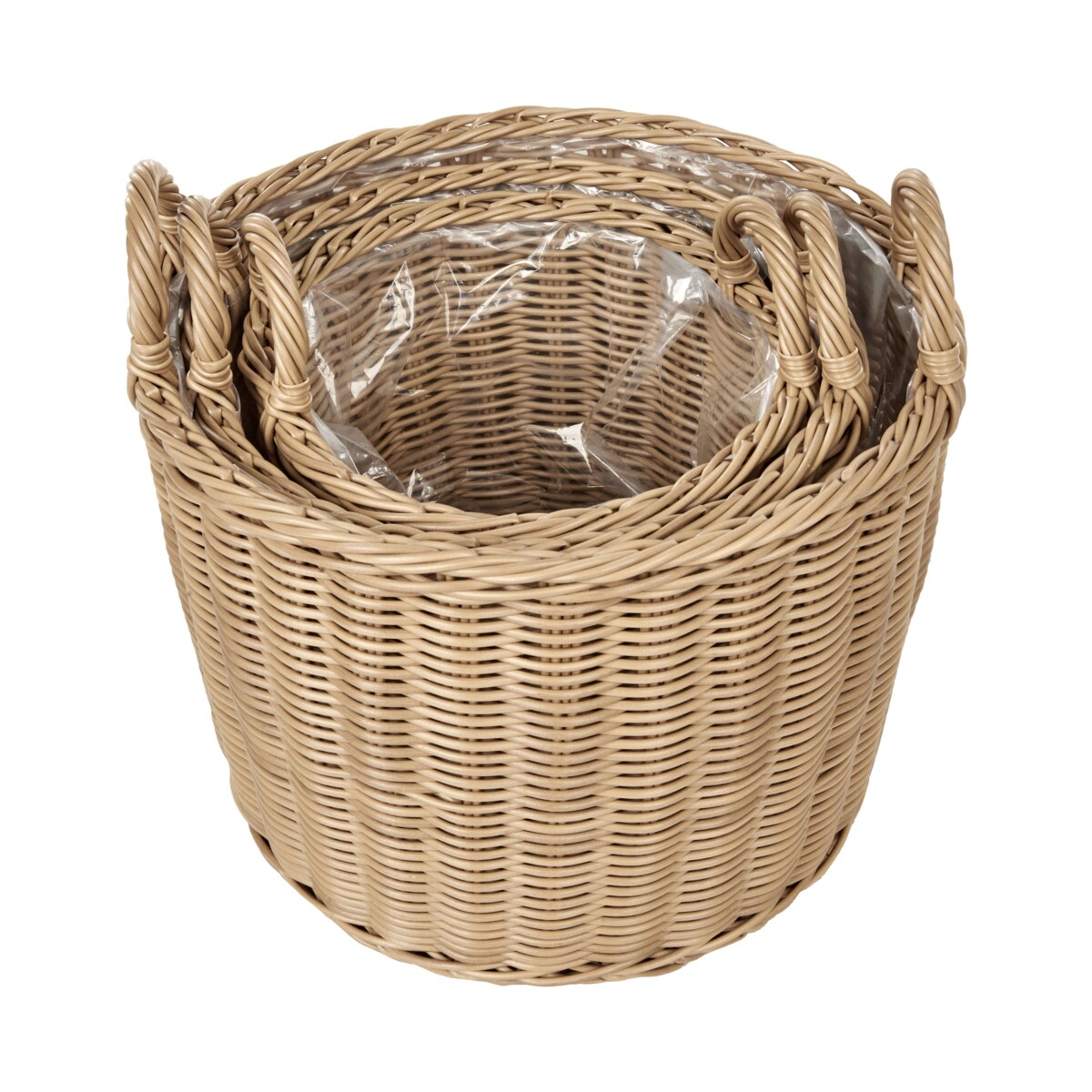 Zestaw 3 doniczek PENDULA Technorattan Naturalny