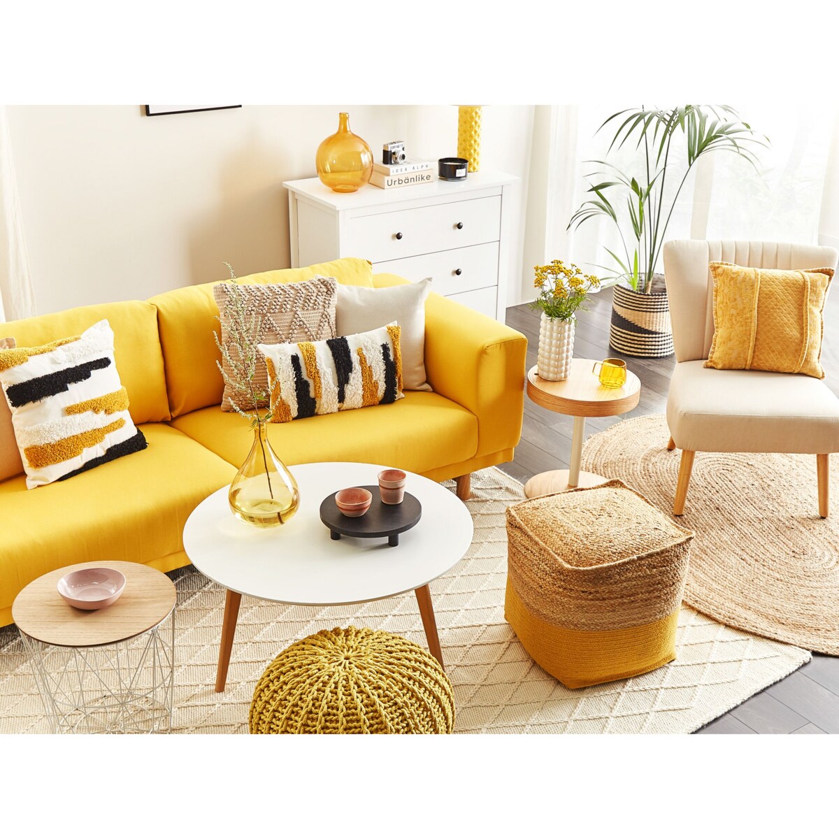 Puf 44 x 44 x 44 cm żółty KIRAMA