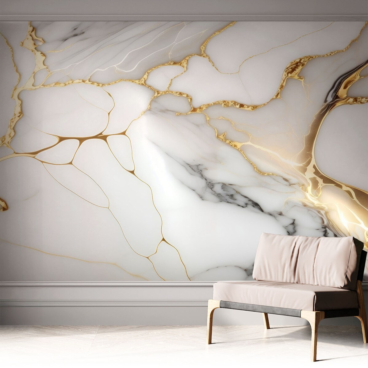Fototapeta samoprzylepna 312x219 cm - Marmurowa elegancja, tapeta ścienna biała