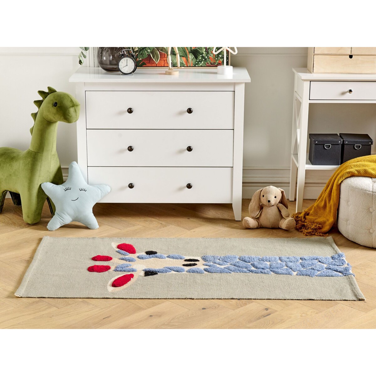 Dywan dziecięcy bawełniany motyw żyrafy 80 x 150 cm wielokolorowy SAKUBO