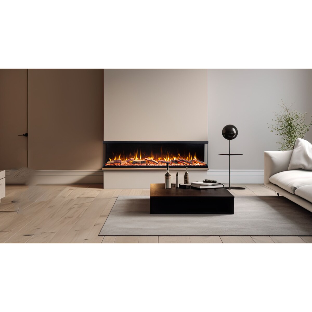 Kominek elektryczny à 3 côtés AFLAMO Unique 107 - ścienny i do zabudowy - 107x44x20 cm - kominek LED - funkcja grzania 750/1500 W