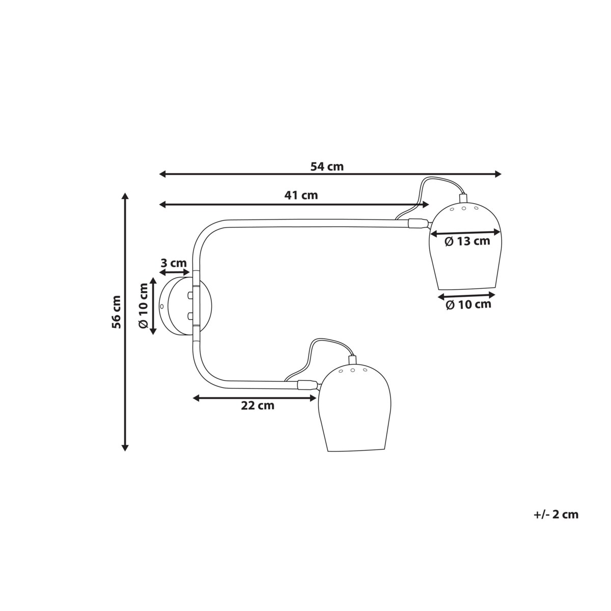 Lampa ścienna 2-punktowa metalowa jasnoszara ESTRELLA