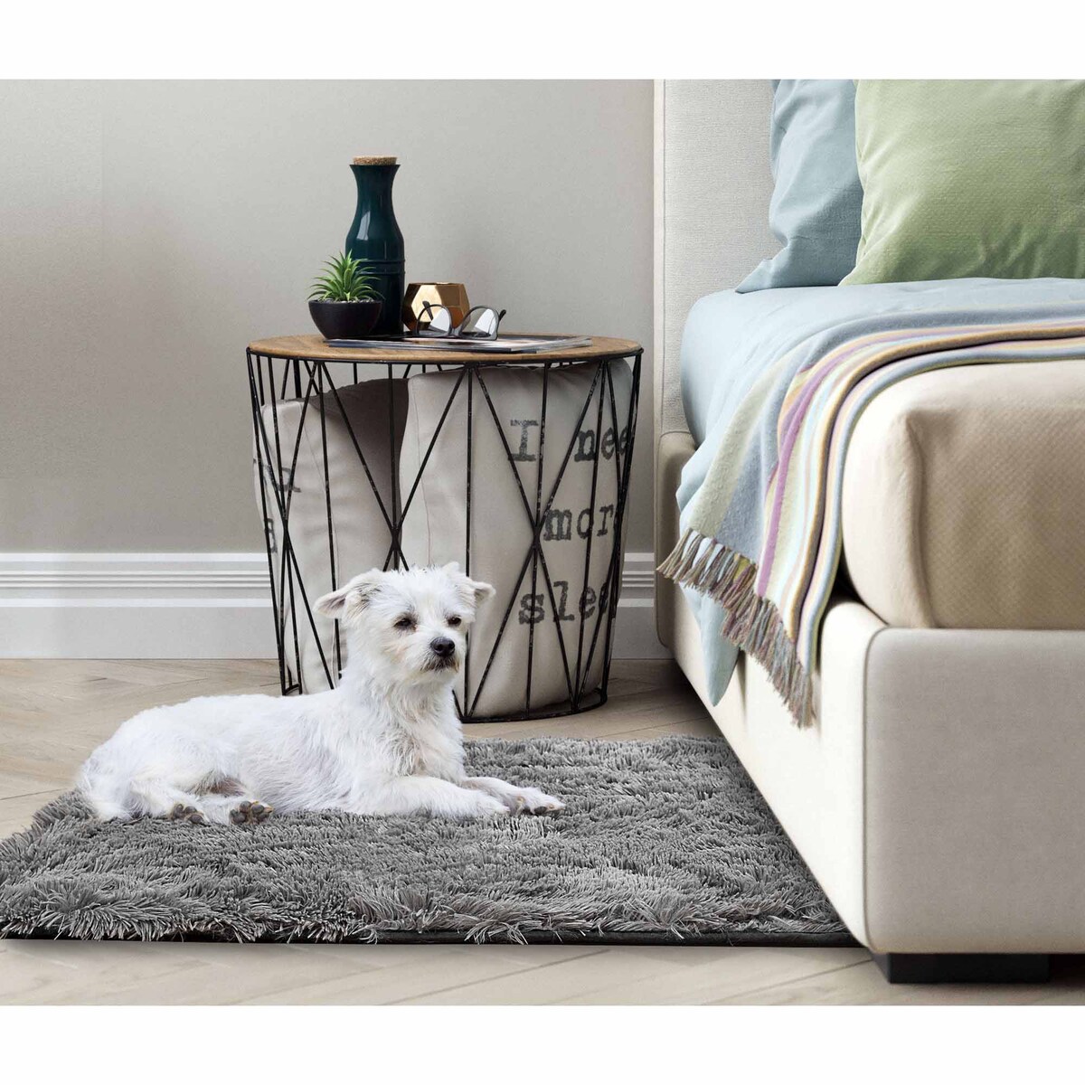 Dywan Shaggy Futrzany Pluszowy Antypoślizgowy Do Salonu Pokoju 160X220 Cm
