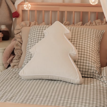 Poduszka Choinka 40x41 cm, śmietankowa biel, 40x41x8cm, Velvet