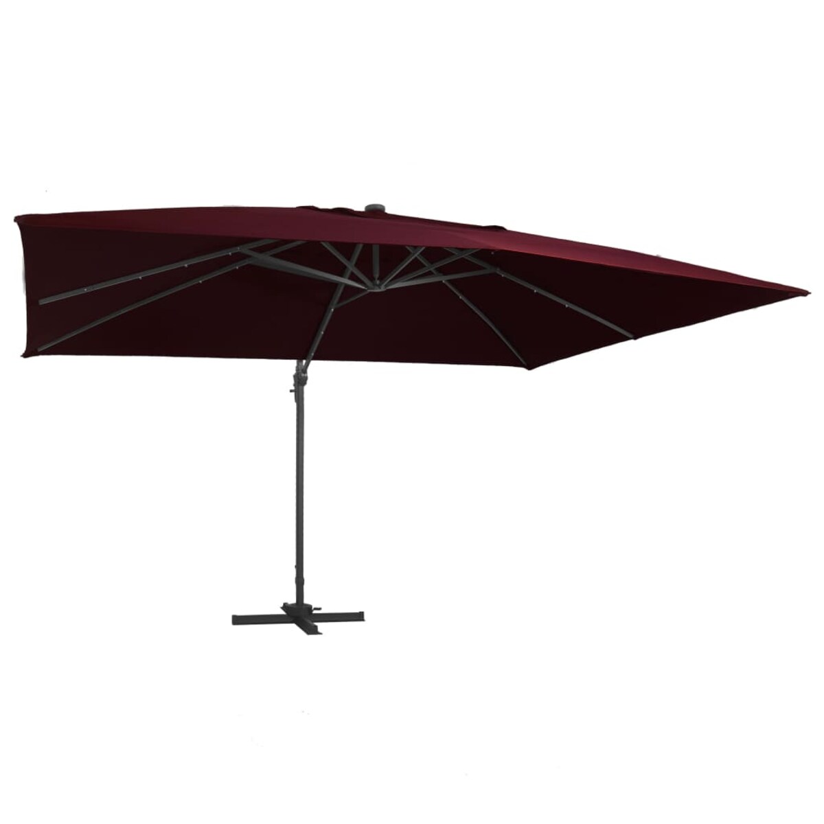 vidaXL Parasol wiszący z LED, bordowy, 400x300 cm