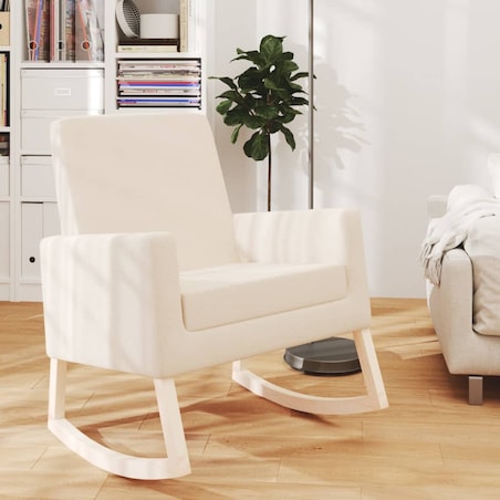 vidaXL Fotel bujany, kremowy, tapicerowany tkaniną