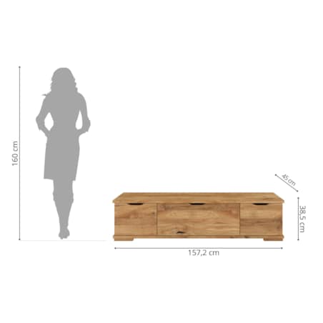 Drewniana szafka Rtv dębowa Visby Arhus / Lakier naturalny