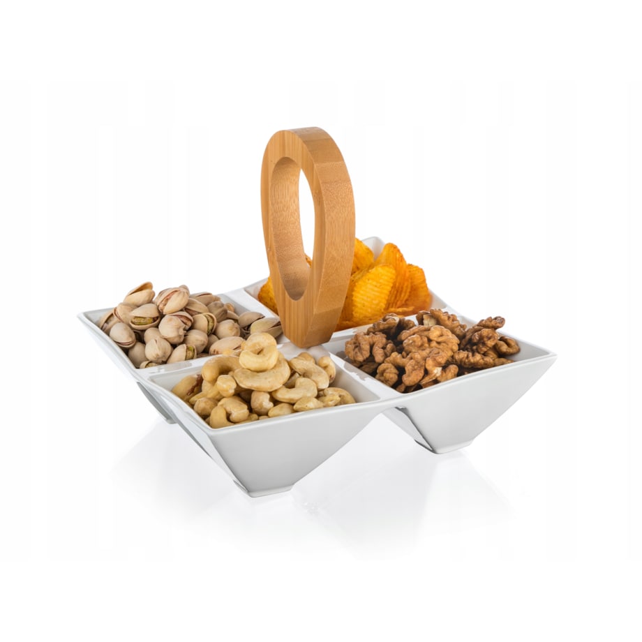 PÓŁMISEK TALERZ DZIELONY salaterka dipy przekąski orzeszki oliwki ser biała