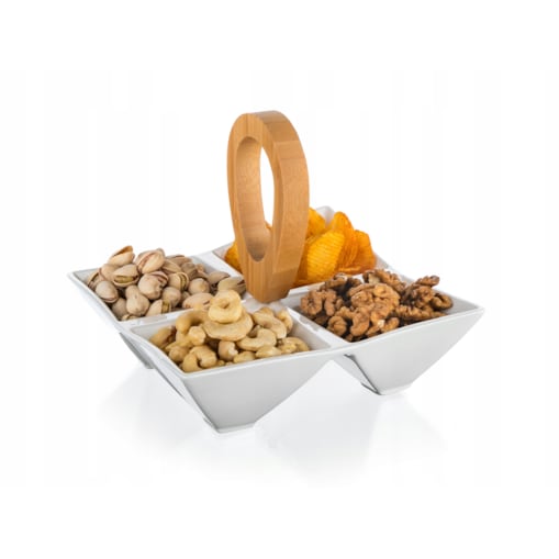 PÓŁMISEK TALERZ DZIELONY salaterka dipy przekąski orzeszki oliwki ser biała