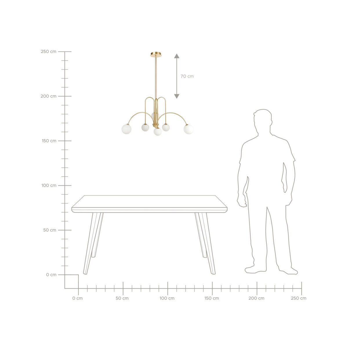 Żyrandol metalowy 6-punktowy złoty FORBES