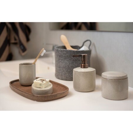 Pojemnik łazienkowy ceramiczny 10x8,8 cm LIQUID z pokrywką