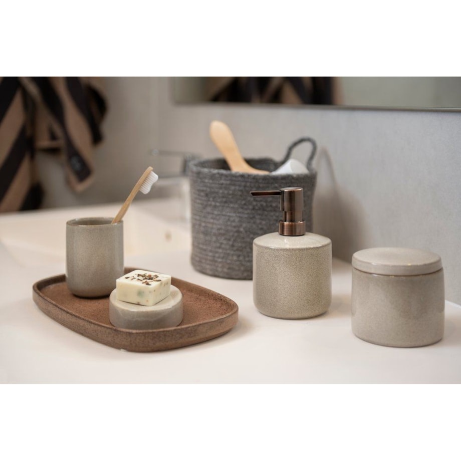 Pojemnik łazienkowy ceramiczny 10x8,8 cm LIQUID z pokrywką