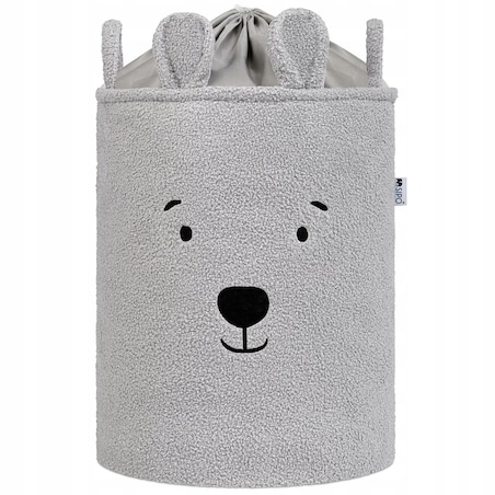 kosz na zabawki sipo, wersja premium boucle, zamykany na ściągacz, szary miś, xl