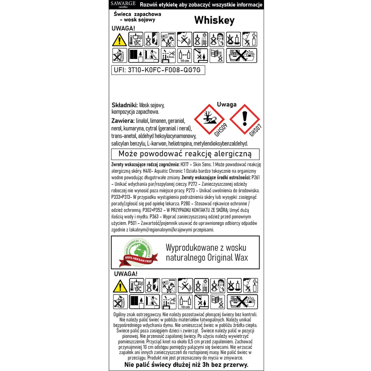 Świeca sojowa zapachowa WHISKEY 200g