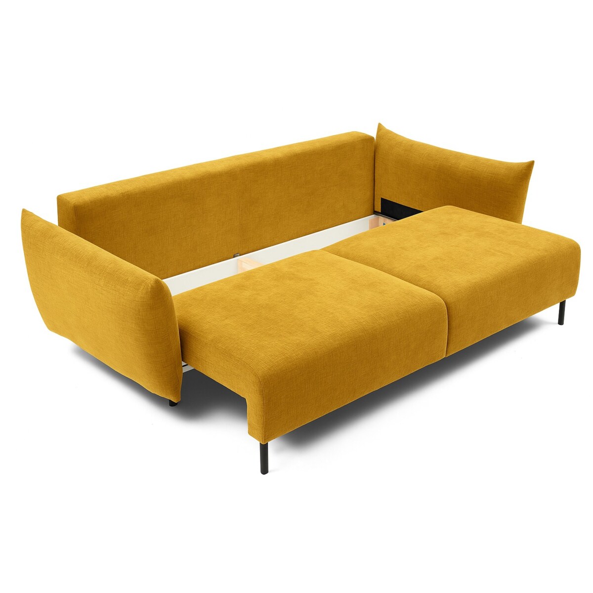 Kanapa ADA z funkcją spania i pojemnikiem, tkanina szenilowa, żółta