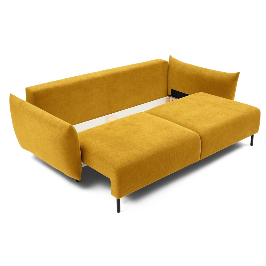 Kanapa ADA z funkcją spania i pojemnikiem, tkanina szenilowa, żółta