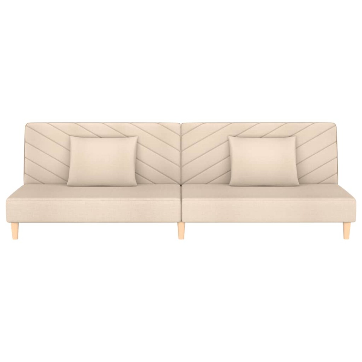 vidaXL 2-osobowa kanapa, 2 poduszki, kremowa, tapicerowana tkaniną