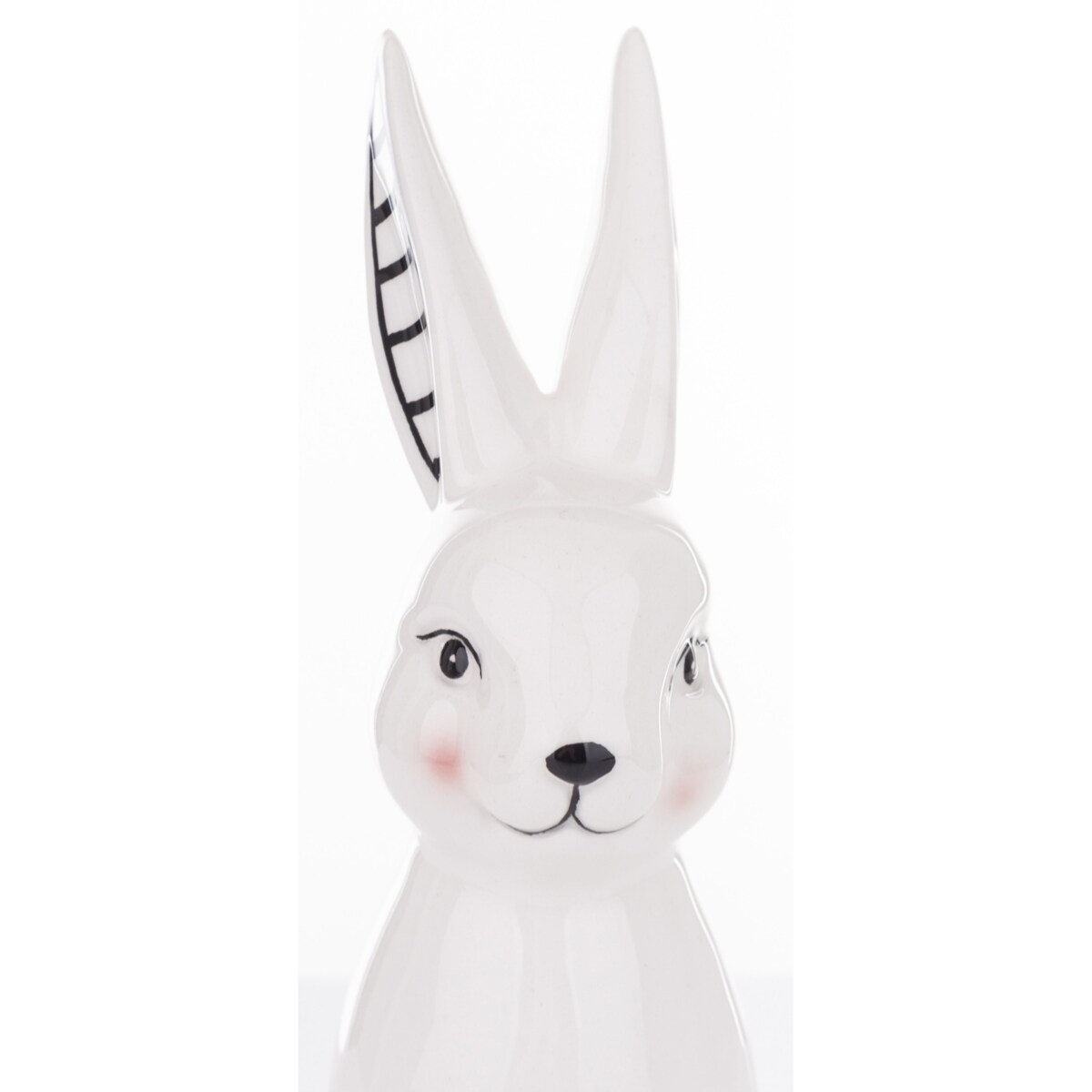 Dekoracja - biały królik z prążkowanym uszkiem 23x9x11 cm