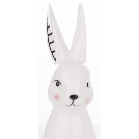 Dekoracja - biały królik z prążkowanym uszkiem 23x9x11 cm