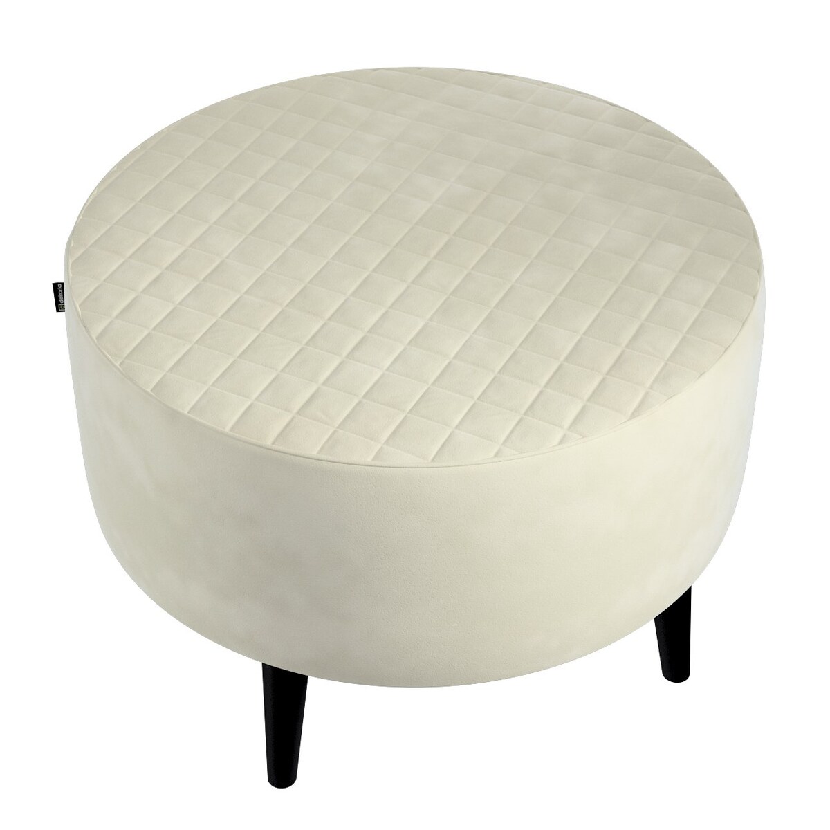Podnóżek okrągły pikowany, śmietankowa biel, Ø60 x 40 cm, Velvet