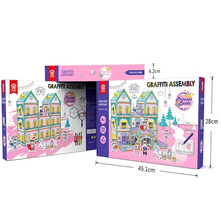 Dwustronny domek do składania i kolorowania - Zamek Księżniczki