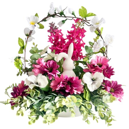 Wielkanocny stroik wiosenny na ceramicznej podstawie XXL