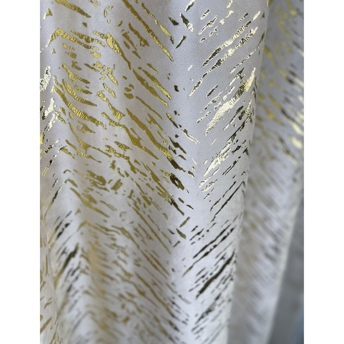 zasłona welurowa "velvet glow" złoty print 140x250 cm przelotki biała