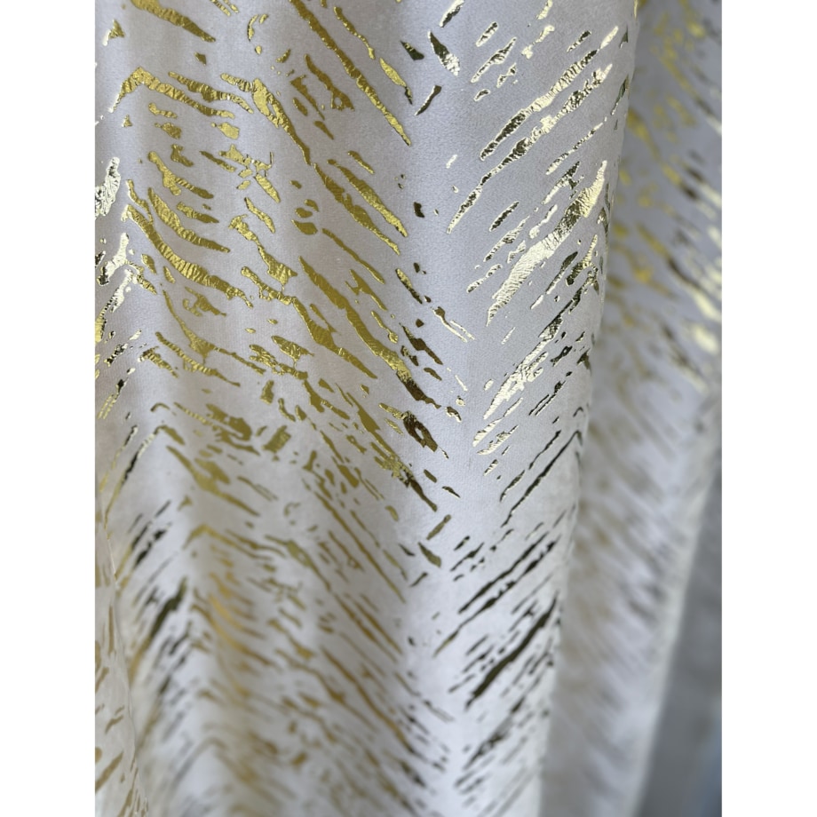 zasłona welurowa "velvet glow" złoty print 140x250 cm przelotki biała