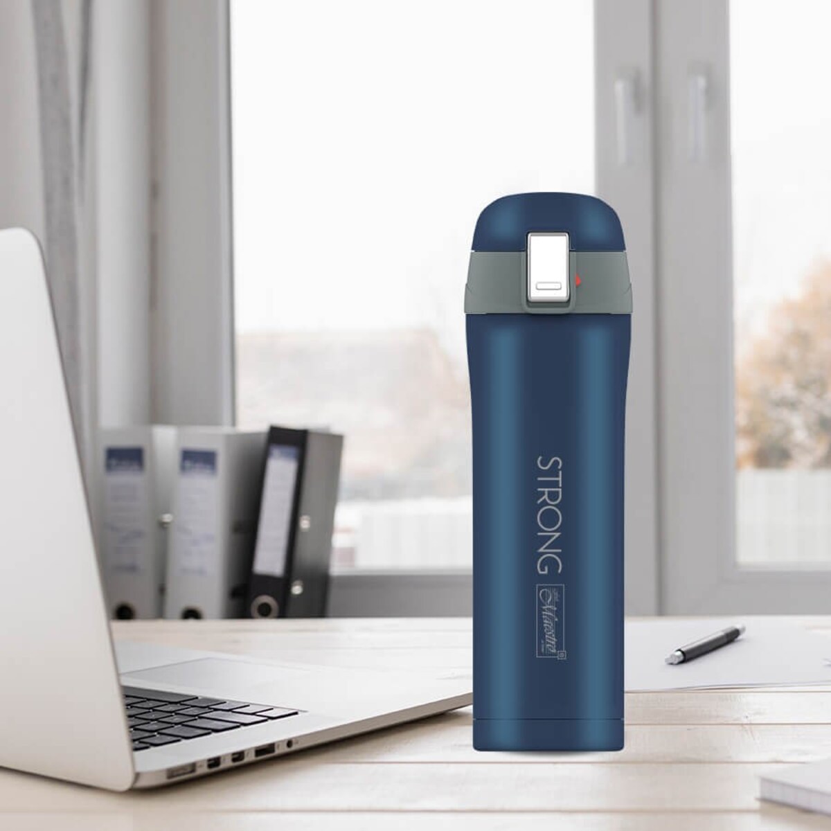 Kubek termiczny na kawe 400ml granatowy MAESTRO MR-1643-40D-NEW