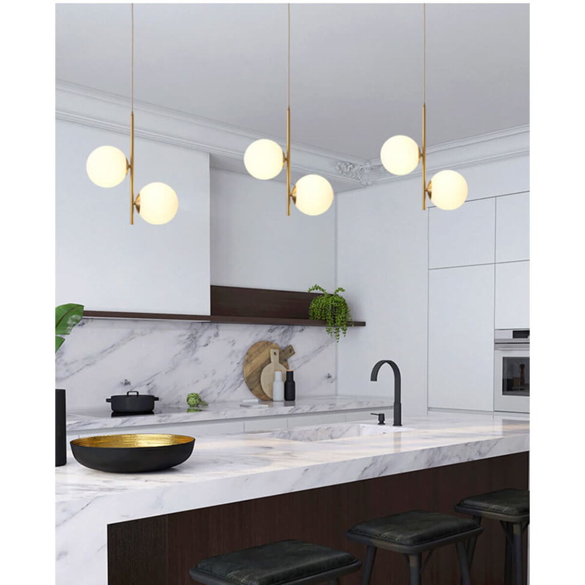 Zwieszana lampa kulista Milano ABR-LWB-E27 Abruzzo szklana biały złoty