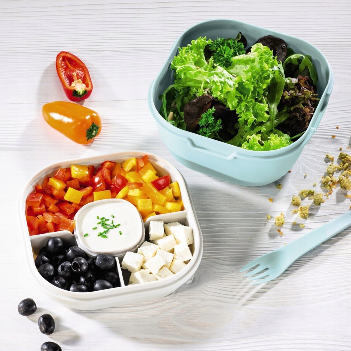 XAVAX pojemnik na żywność 1,4l lunchbox 3 komory + widelec, do zmywarki