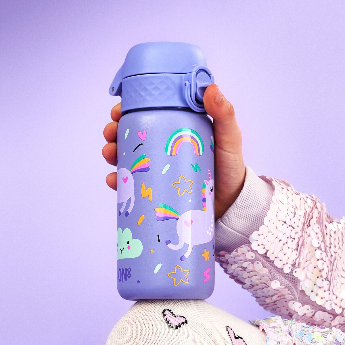 Butelka ION8 Single Wall I8SS400PVUNI Unicorns (Periwinkle)