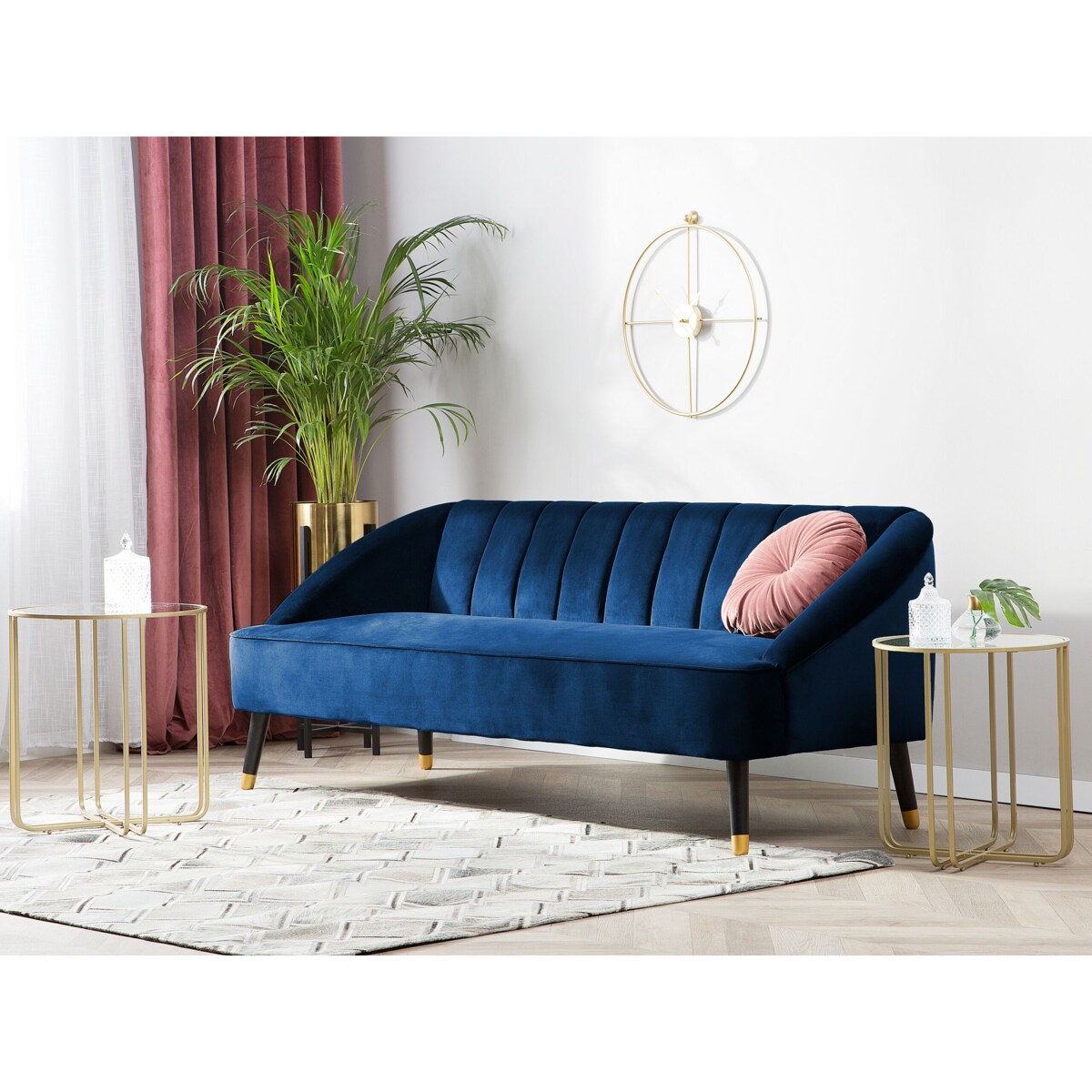Sofa dla 3 osób ALSVAG Welur Granatowy