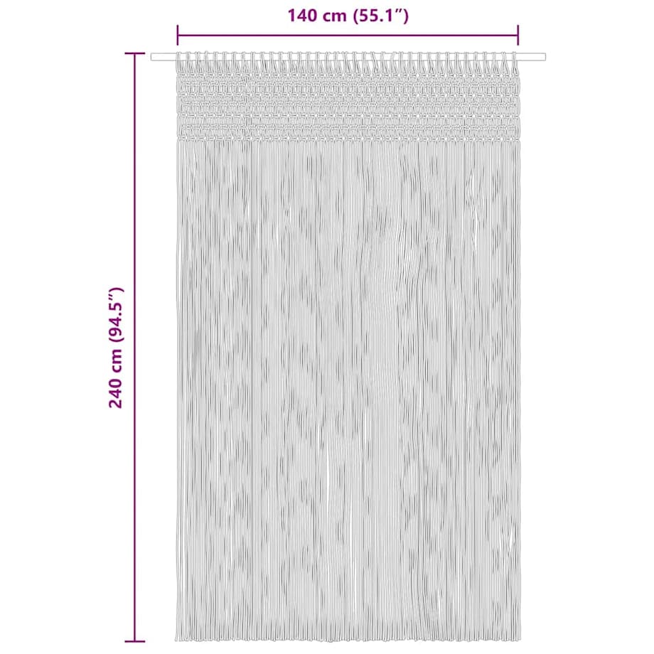 vidaXL Zasłona z makramy, kolor taupe, 140 x 240 cm, bawełna