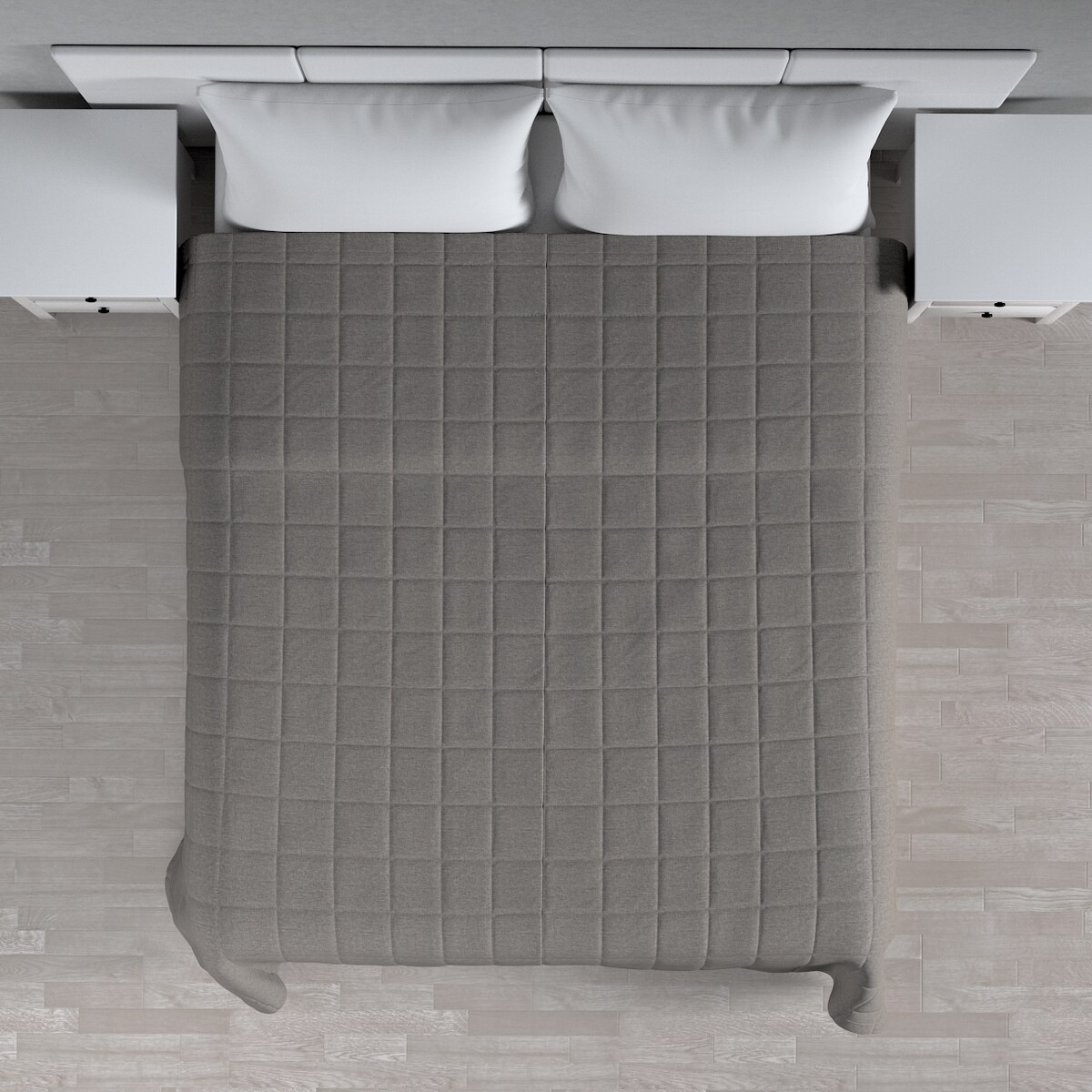 Narzuta pikowana w kratę 200x210 grafit