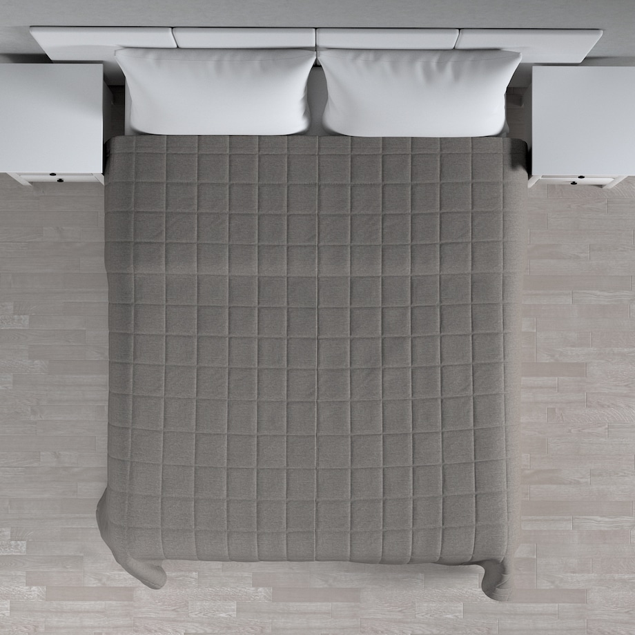 Narzuta pikowana w kratę 200x210 grafit