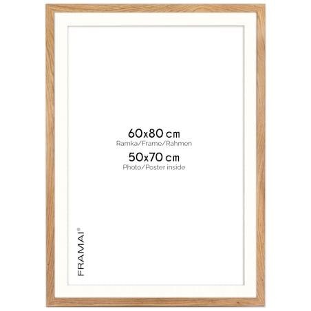 Ramka na zdjęcia z passe partout ramka 60x80 cm z okienkiem passe partout na zdjęcie 50x70 cm kolor dębowy FRAMAI