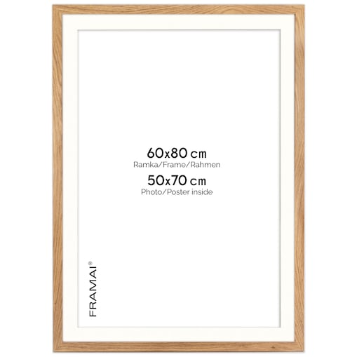 Ramka na zdjęcia z passe partout ramka 60x80 cm z okienkiem passe partout na zdjęcie 50x70 cm kolor dębowy FRAMAI
