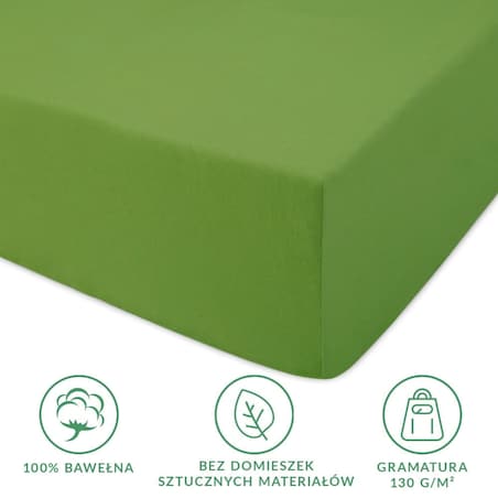 Prześcieradło jersey z gumką 140x200 kolor Kaktus