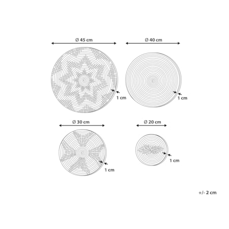 Zestaw dekoracji ściennych LAOCAI Trawa morska 45/40/30/20 cm Czarny