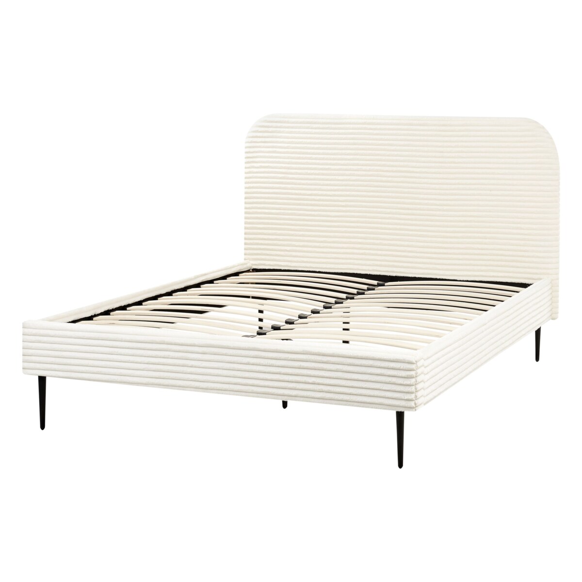 Łóżko Sztruks FLAYAT 140 x 200 cm Złamana biel