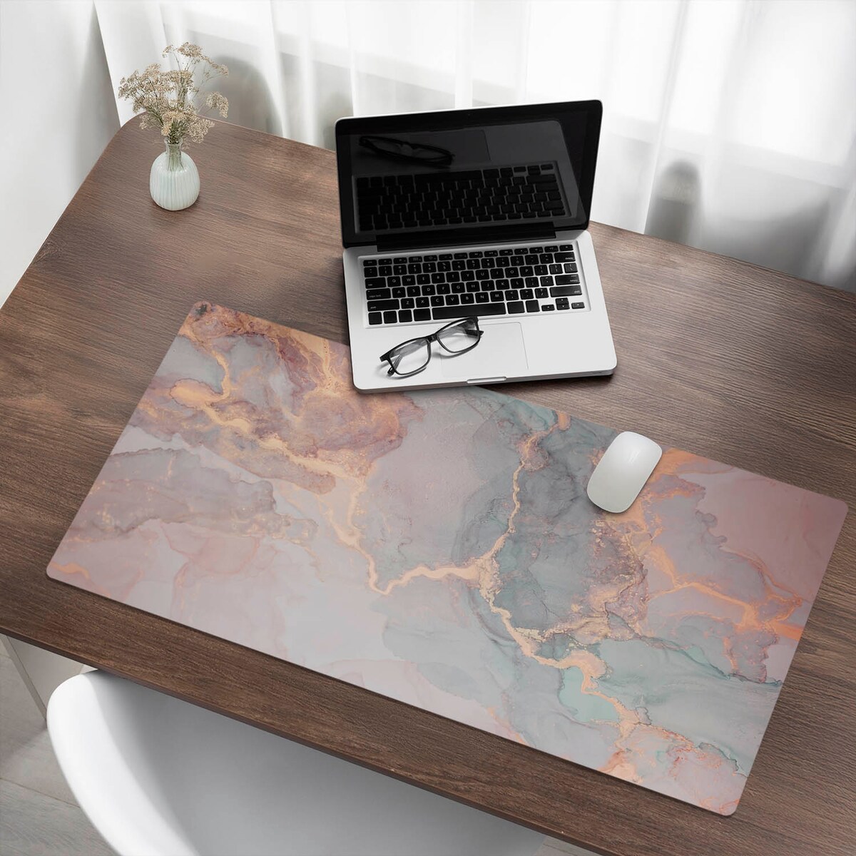 Różowa mata na biurko Abstrakcyjna akwarela, 100x50 cm