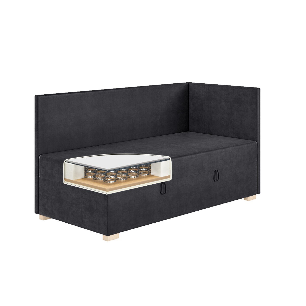 Mesonica Łóżko Flexi, granatowe, 90x200, Prawostronne