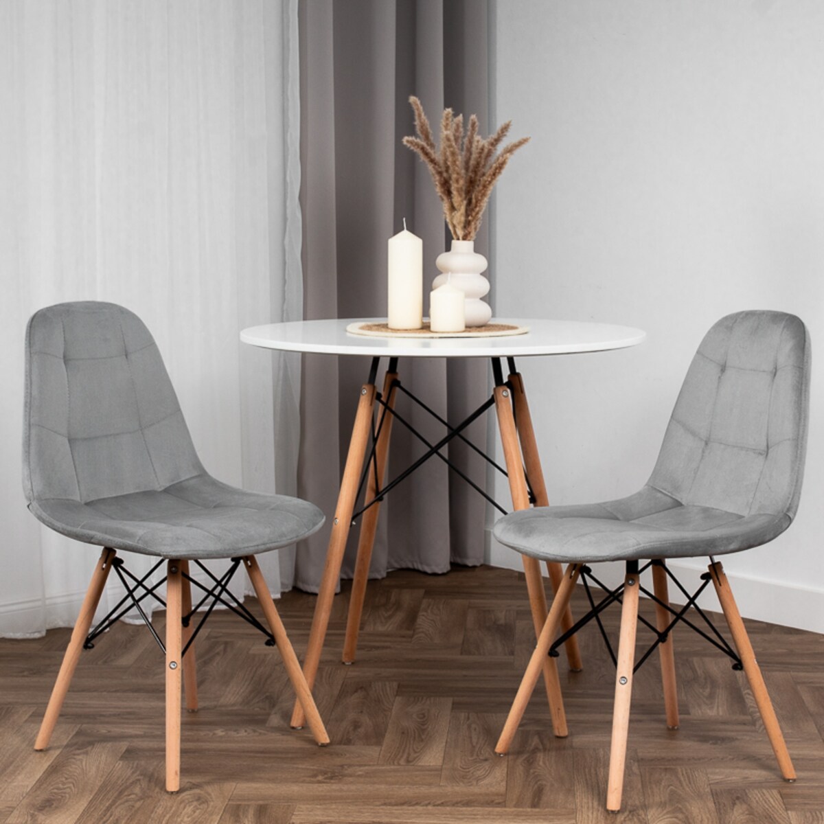 Krzesło tapicerowane do salonu jadalni welurowe skandynawskie